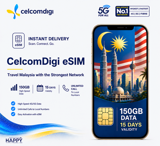 15-Day 150GB Malaysia Tourist eSIM | Local Number + Calls + 5G Network
