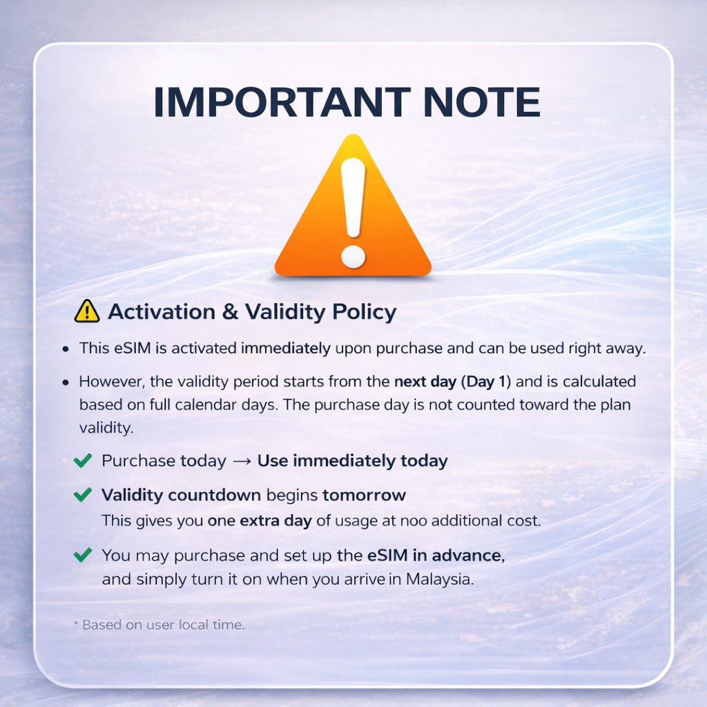 5-Day 10GB Malaysia Tourist eSIM | Instant Activation & 5G Network