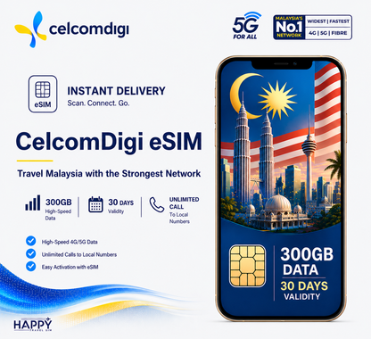 30 天 120GB 馬來西亞旅遊 eSIM｜抵達即用・5G 高速網路